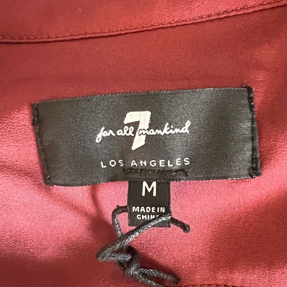 7 FOR ALL MANKIND Sleeveless Ruffle Front Blouse - Red/burgandy Size Medium New - Picture 4 of 7